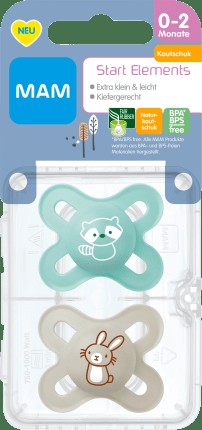 MAM Pacifier Start Elements Natural rubber mint/cream, 0-2 months, 2 pcs