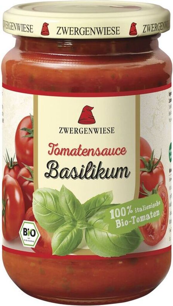 Zwergenwiese Tomatensauce Basilikum -- 340ml x 6  - 6er Pack VPE