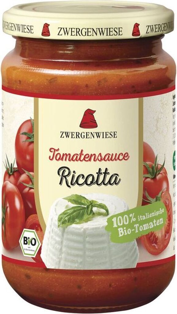 Zwergenwiese Tomatensauce Ricotta -- 340ml x 6  - 6er Pack VPE