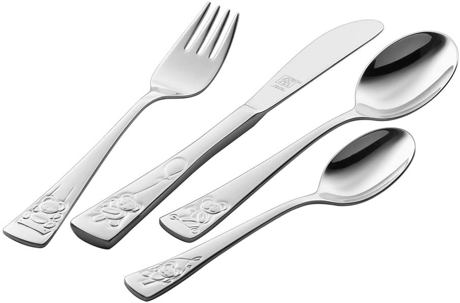 Zwilling J.A Henckels Teddy Children\'s Cutlery Set, Polished 18/10 Stainless Steel, 4 Piece