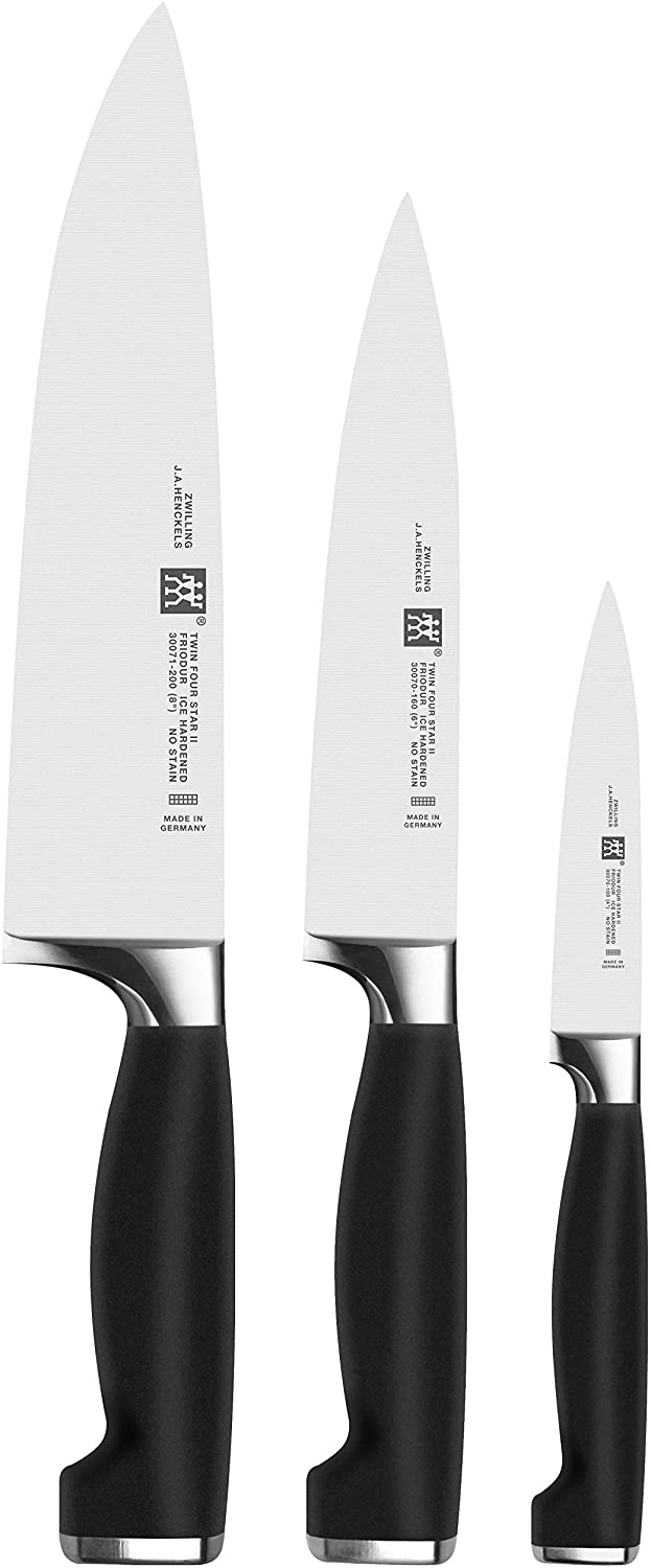Zwilling 33415-000-0 Twin Four Star II Knife Set 3 Pieces Stainless Steel Zwilling Special Melting Plastic Stainless Steel 420 x 135 mm Black