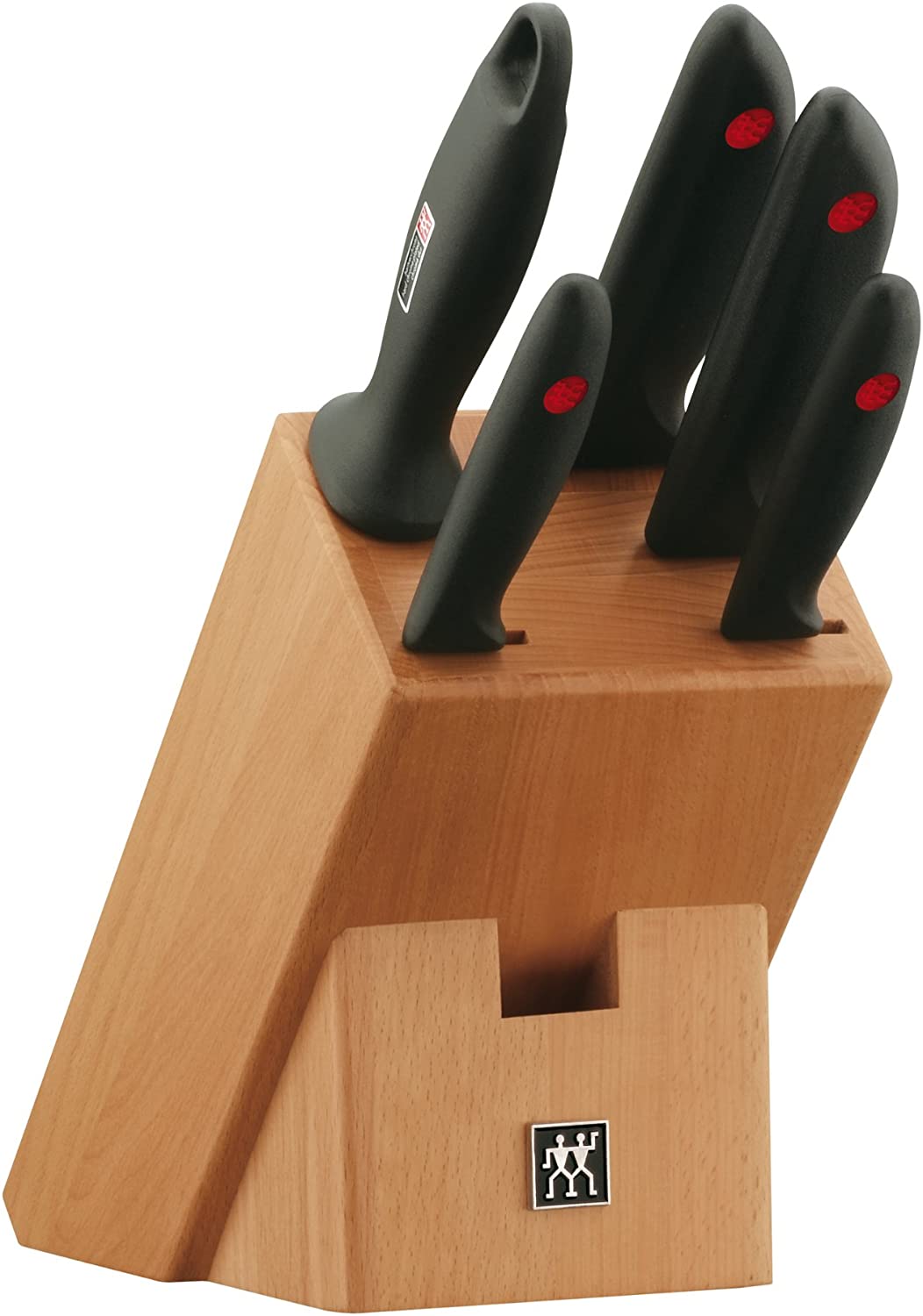 Zwilling Twin Point Knife Block, Natural, 6 pcs., 315 x 115 x 280 mm Rust-Proof Special Steel, Zwilling Special Cast Hard Plastic, Integrated Double Logo) Black