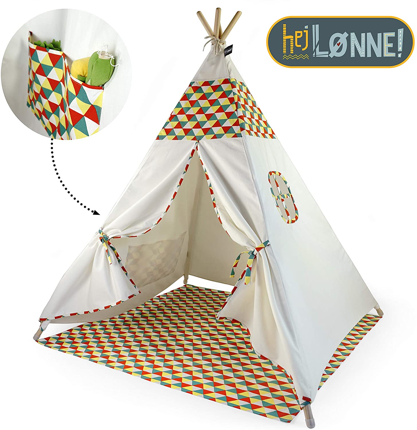 Hej Lønne Teepee Tent For Children-Colourful-Childrens Tent Play Tent Gift