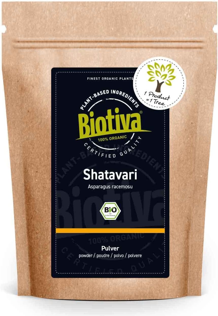 Biotiva Shatavari Organic Powder 250 g - Indian Asparagus - Asparagus Racemosu - Ayurveda - Bottled and Certified in Germany