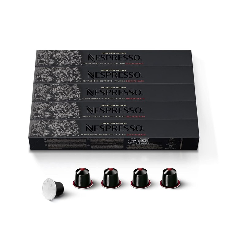 NESPRESSO Original Ristretto Decaffeinato, Dark Roast, Compatible with Original Coffee Capsules, Capsule Set of 50 Coffee Capsules