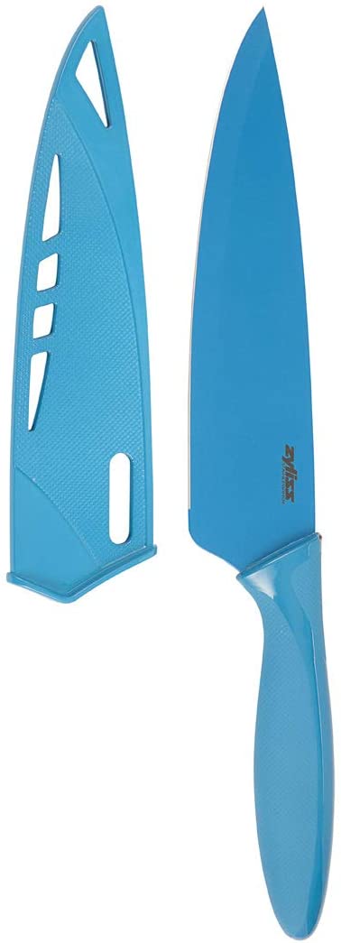 Zyliss Non-Stick Coated Chef\'s Knife with Blade Cover, 19 cm - Blue