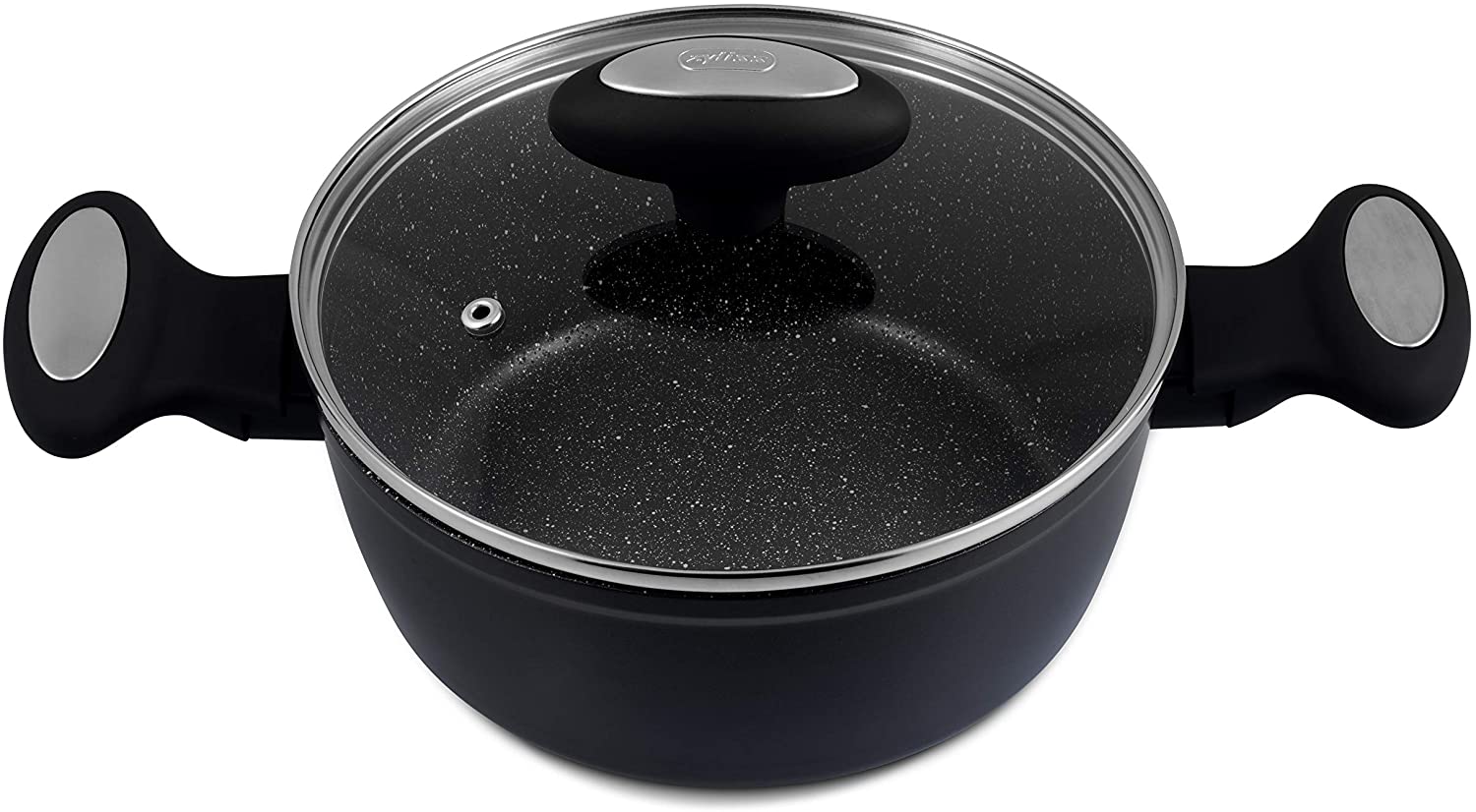 Zyliss E980141 Cook Non-Stick Coating Pots, Forged Aluminium, Bakelite, Soft Touch, SS, Black