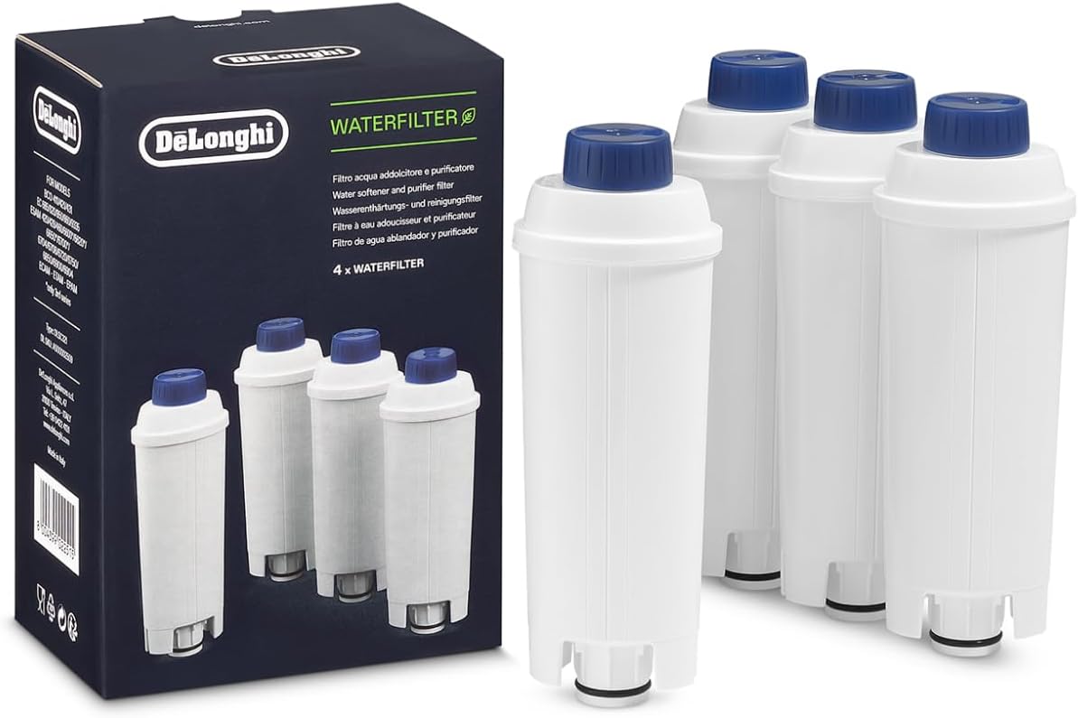 De\'Longhi DLSC321 Original Water Filter Pack of 4 - Accessories for De\'Longhi Fully Automatic Coffee Machines with Water Filter, Care and Protection of the Machine, Optimises Coffee Quality and