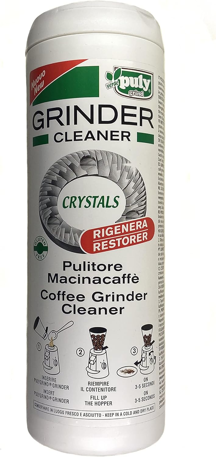 Puly Grind Organic Coffee Grinder Cleaner Crystals Puly Grind 405g Made in Italy